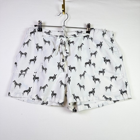 LOFT Pants - LOFT White Zebra Print Linen Blend Tie Waist Shorts 12